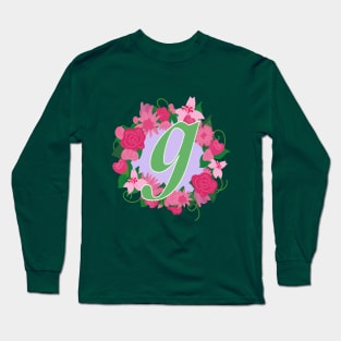 Monogram G, Personalized Floral Initial Long Sleeve T-Shirt